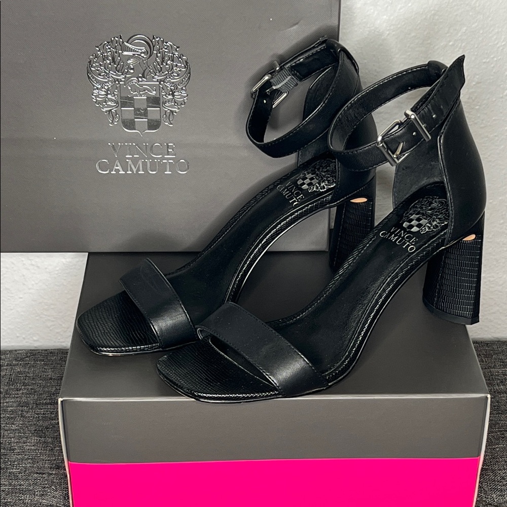 Vince Camuto Black Ankle Strap Heels